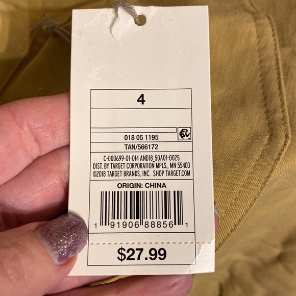 a new day - midi tan skirt with cute front pockets and complete button up front - Picture 9 of 10